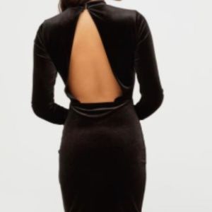 Black Velvet Backless Dress